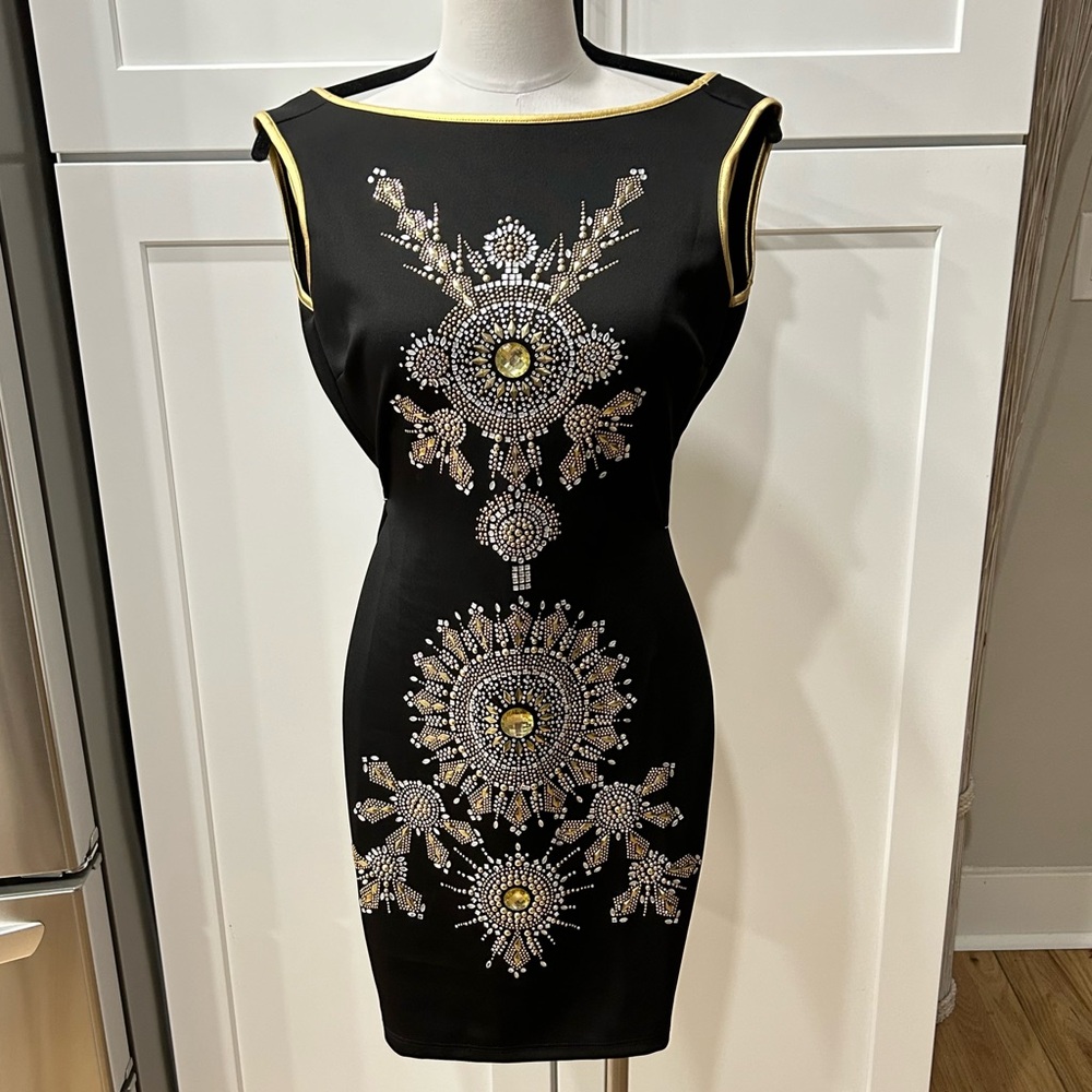 NWOT Va Va Boom BodyCon Stretch Pullover Dress Bejeweled In Rhinestones